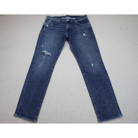 Hudson Jeans Men's Size 36 Blue Denim Byron Straight Leg Distressed 5-Pockets - Picture 1 of 8